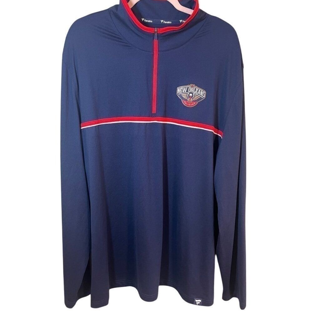 New Orleans Pelican Long Sleeve‎ Quarter Zip Basketball Shirt Fanatics 2XL Men's